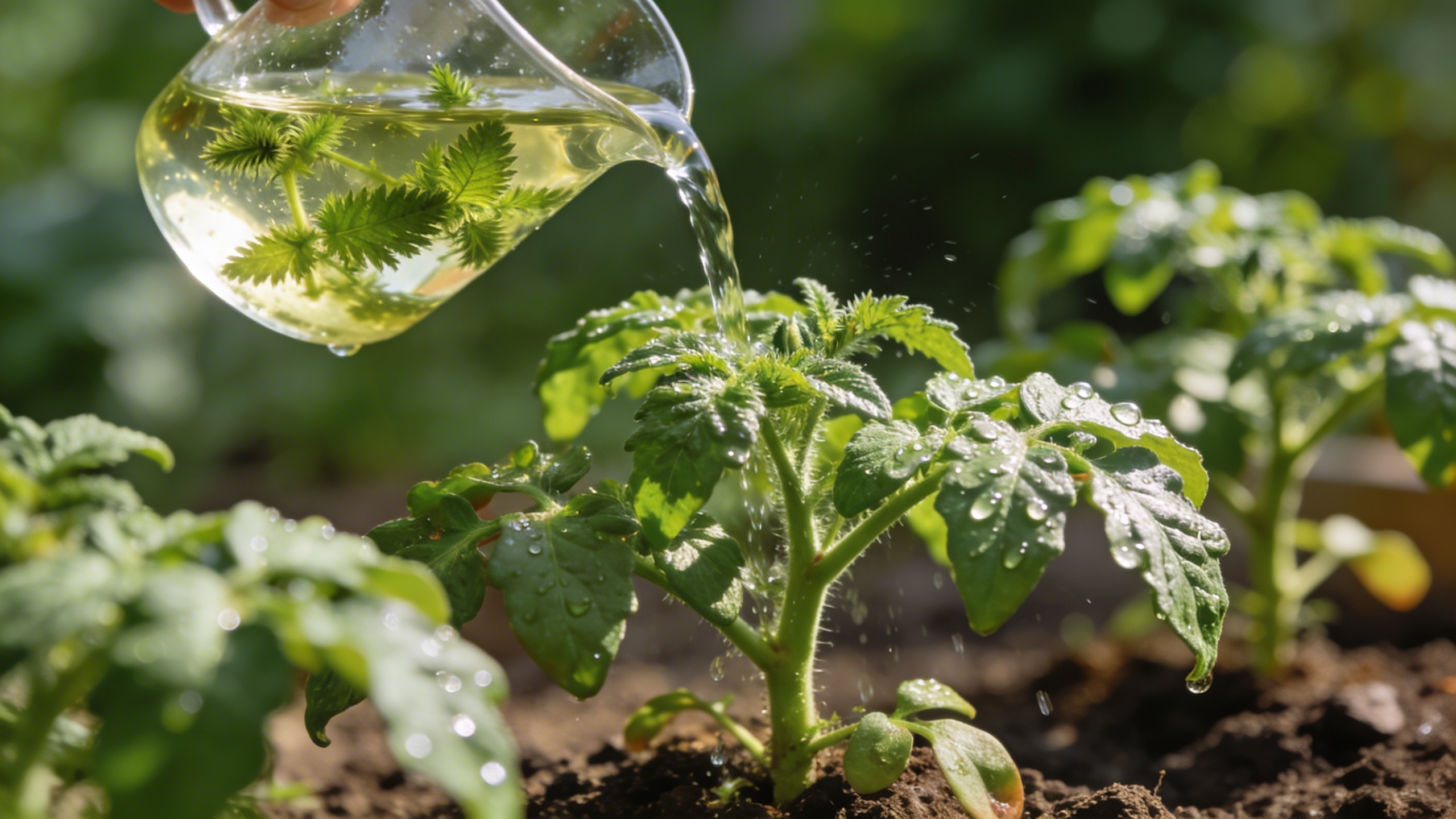L'ortie diluée dans l'eau agit sur les plants de tomates en quelques jours, sans rien acheter
