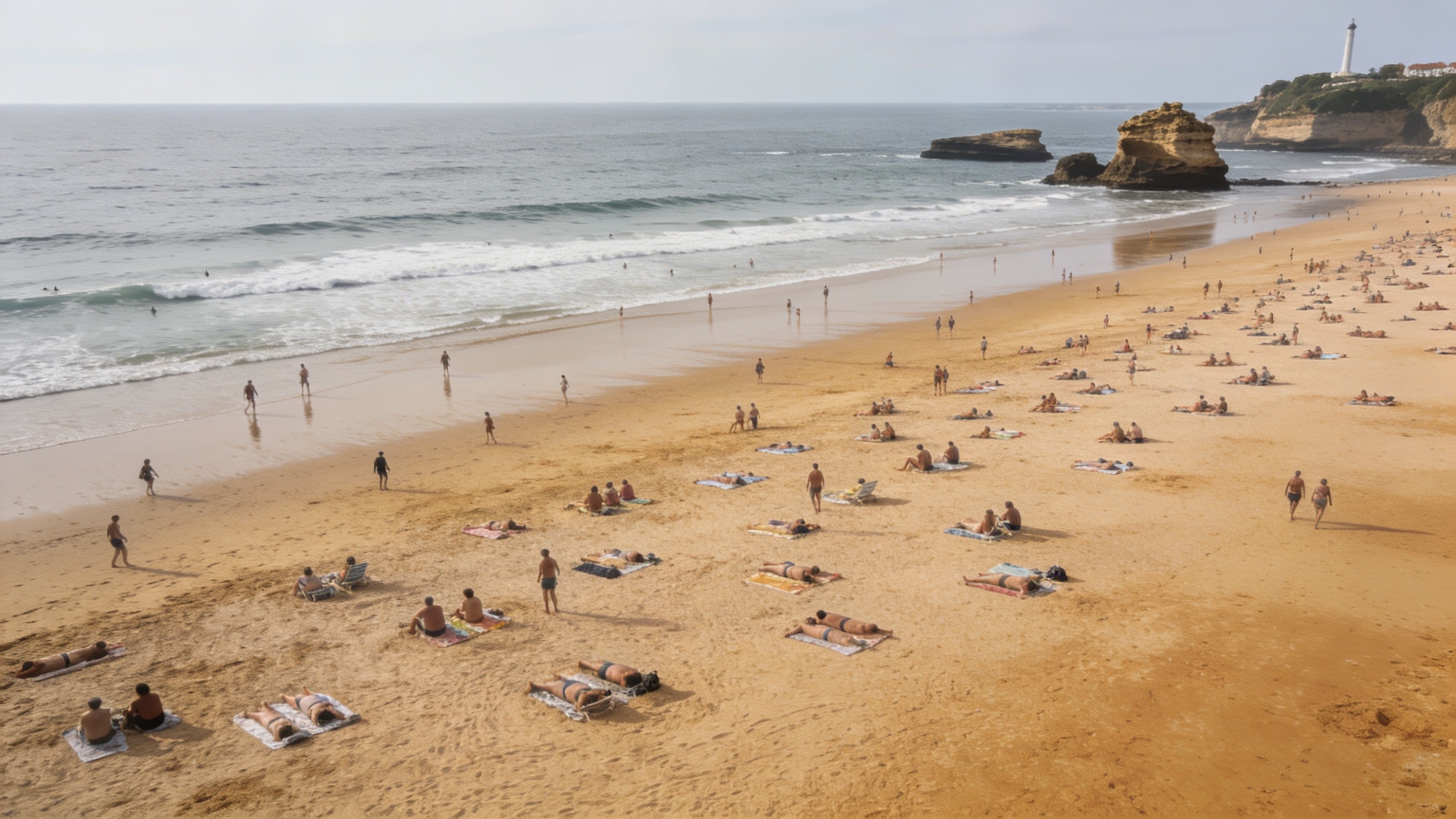 plage de Biarritz bondée vue en hauteur