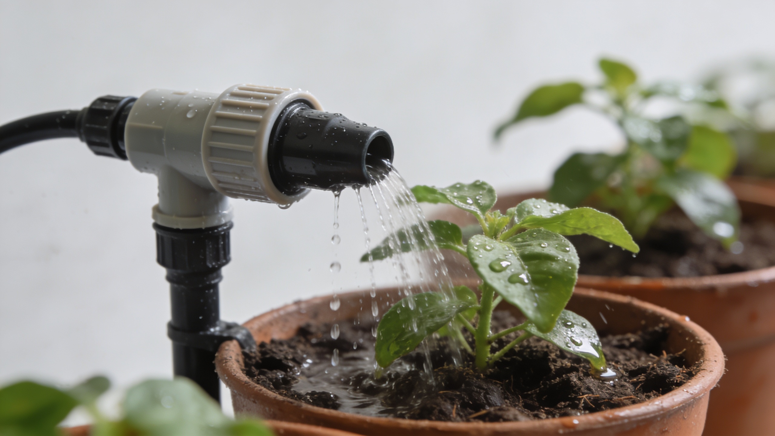 Arrosoir automatique goutte a goutte sur plantes en pots