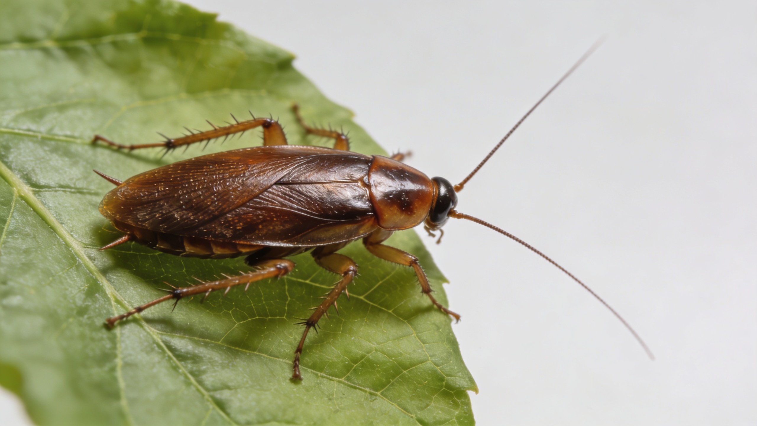 gros cafard brun sur une feuille verte