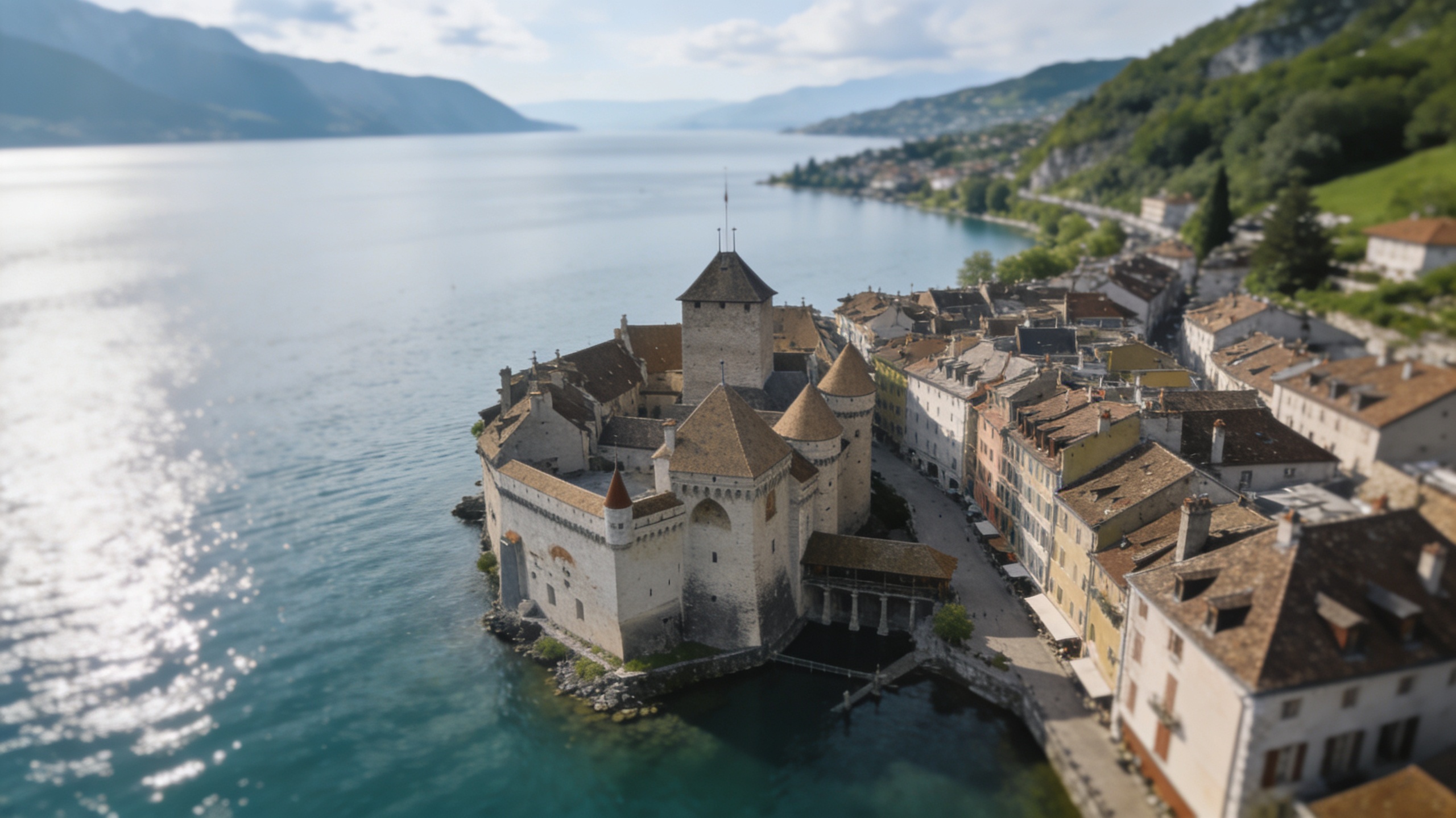 vue aerienne d Annecy avec centre ville et lac