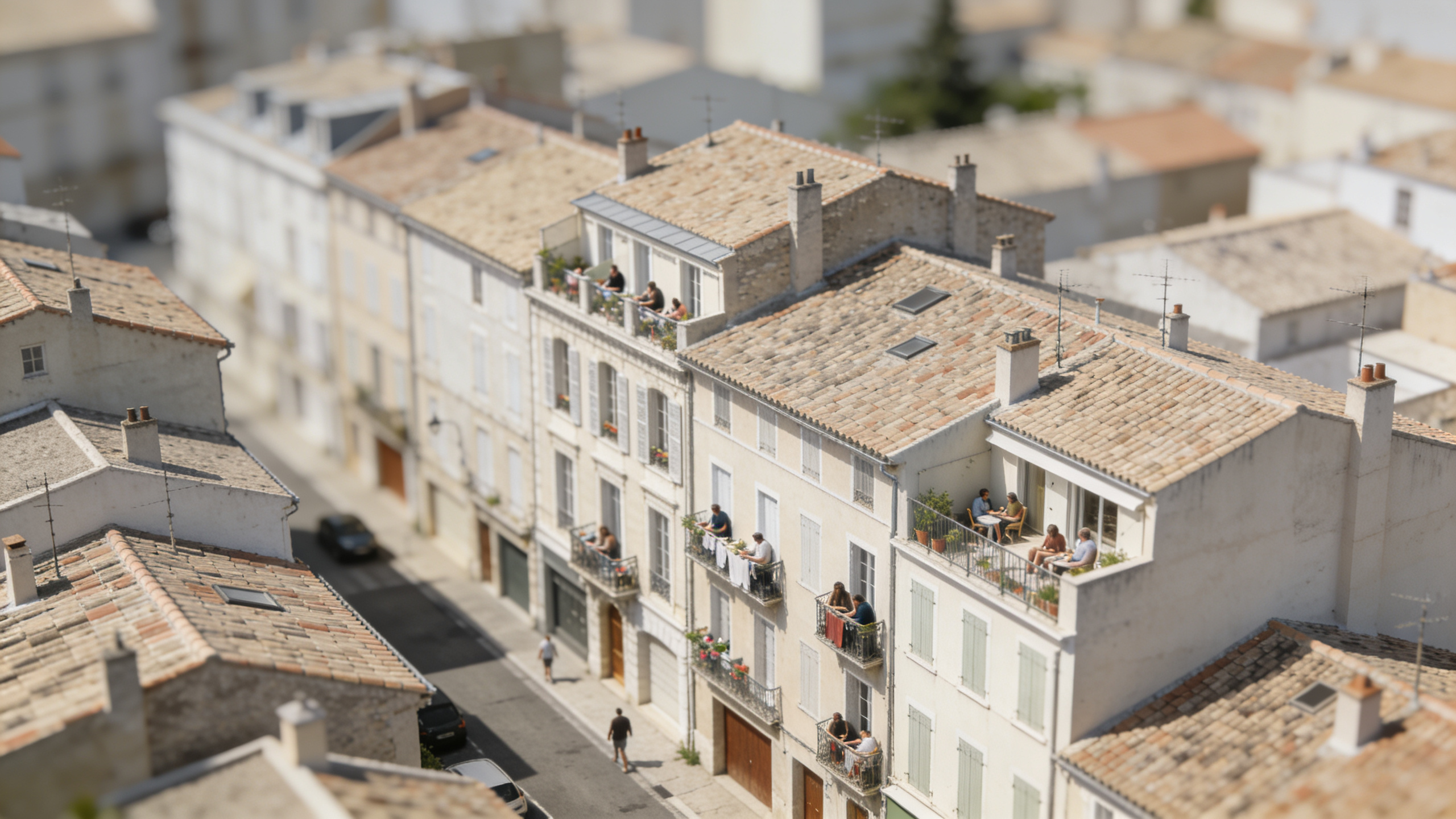 Vue aerienne d Aubagne avec immeubles et habitants