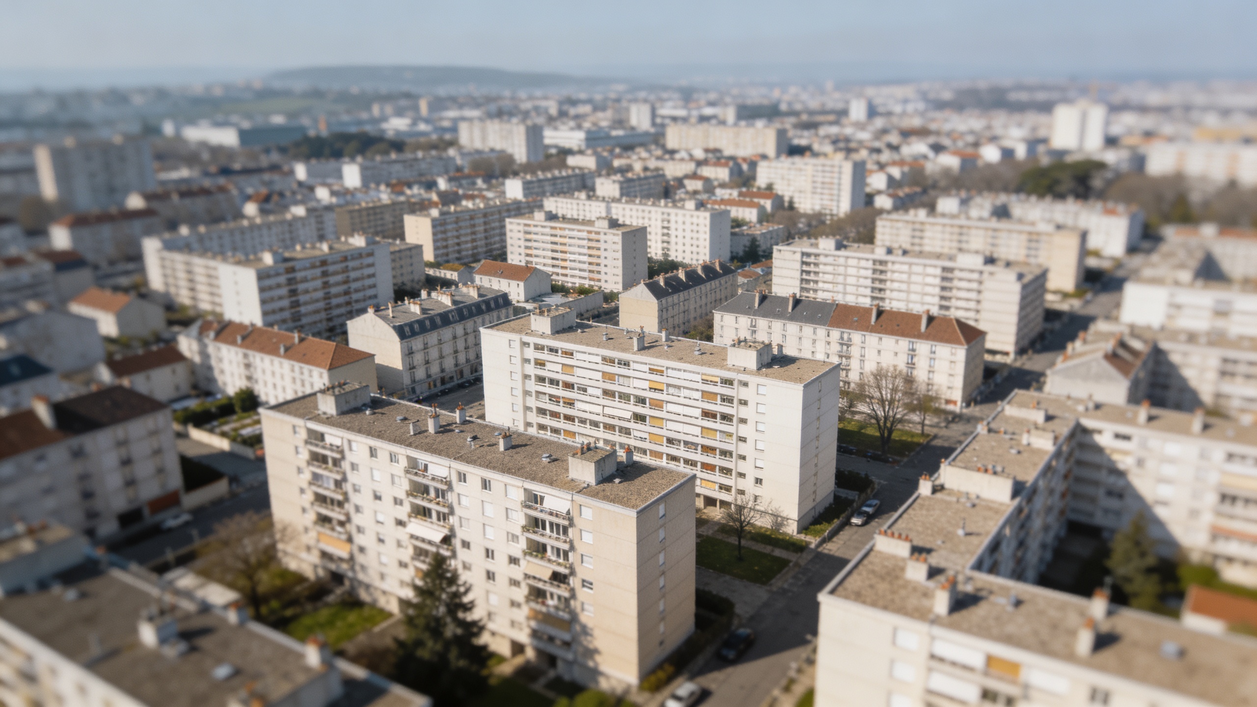 Vue aerienne de Bagneux avec nombreux immeubles