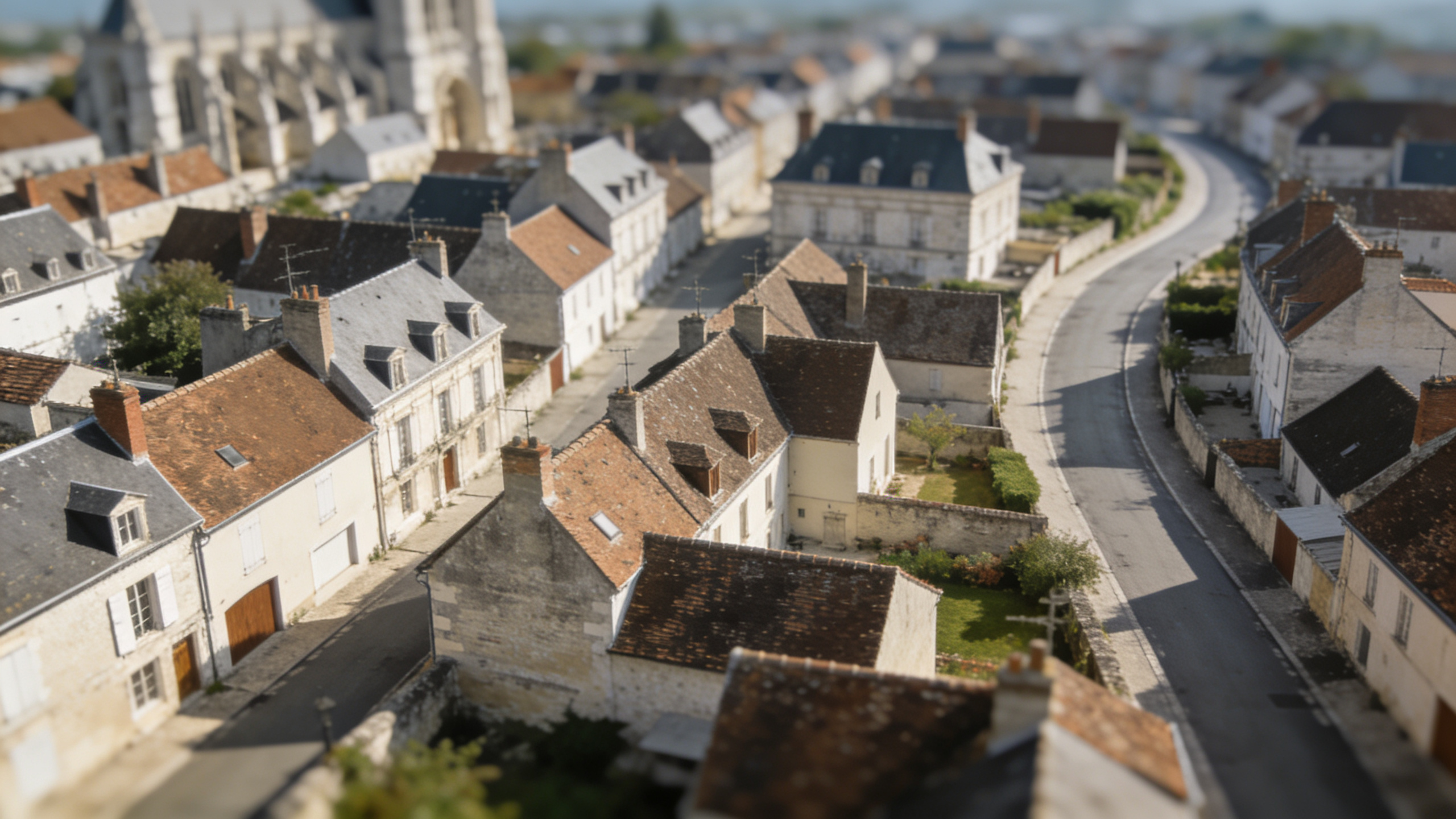 Vue aerienne de Beauvais avec maisons et rues