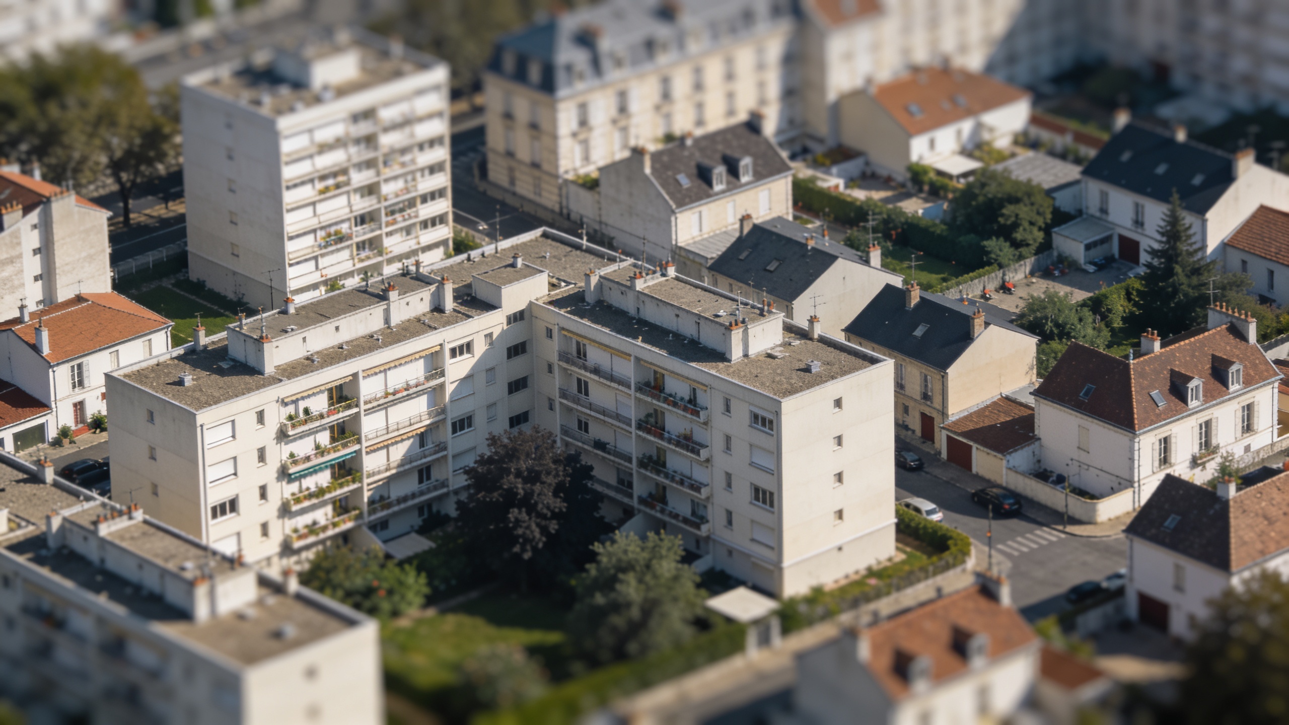 Vue aerienne de Clamart avec immeubles et maisons