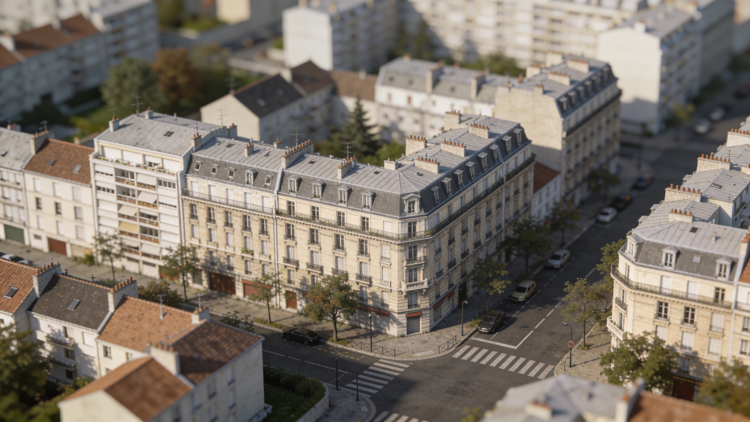 Vue aerienne de Fontenay sous Bois avec immeubles et rues