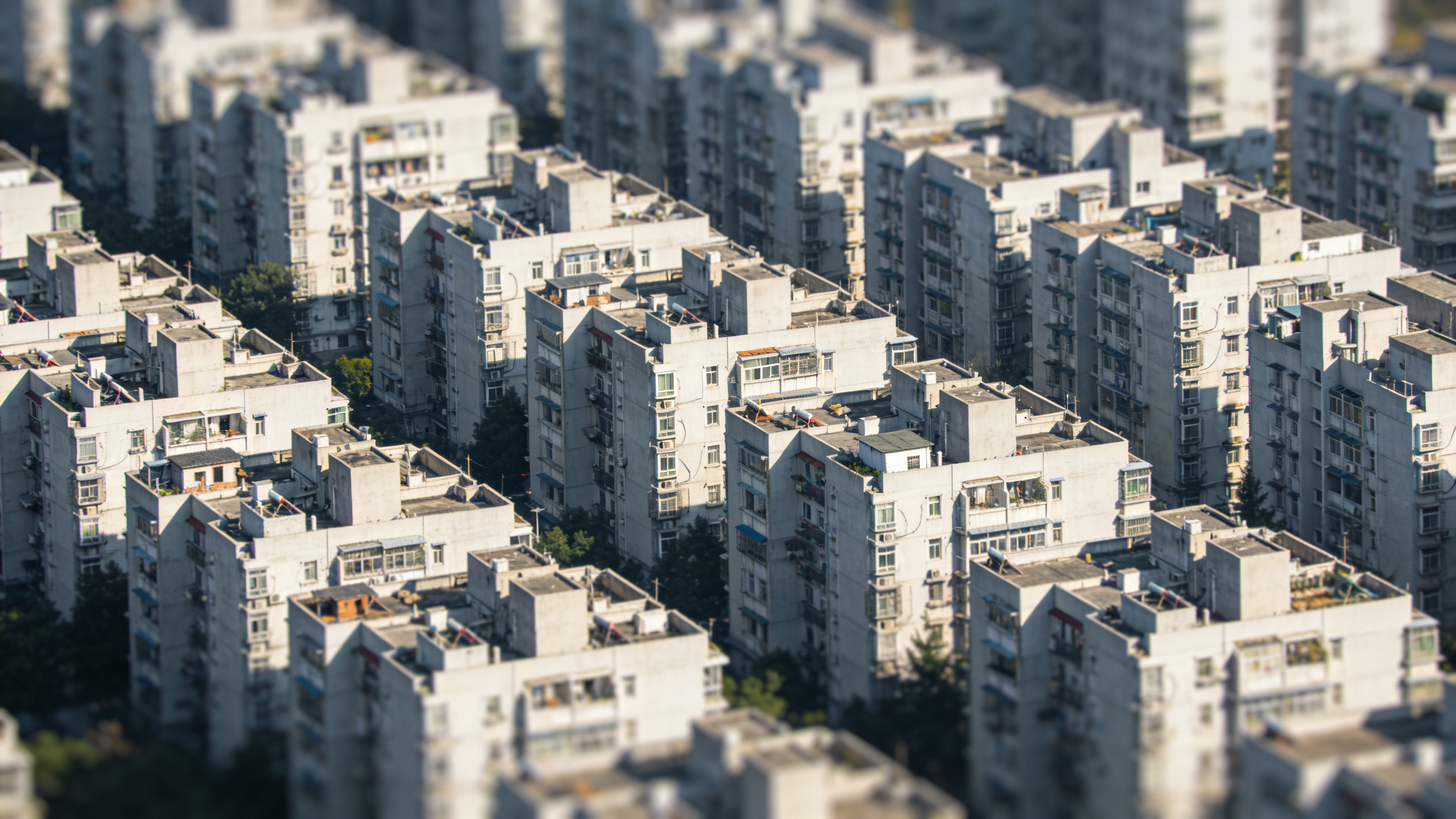 Vue aerienne d immeubles residents densément peuplés
