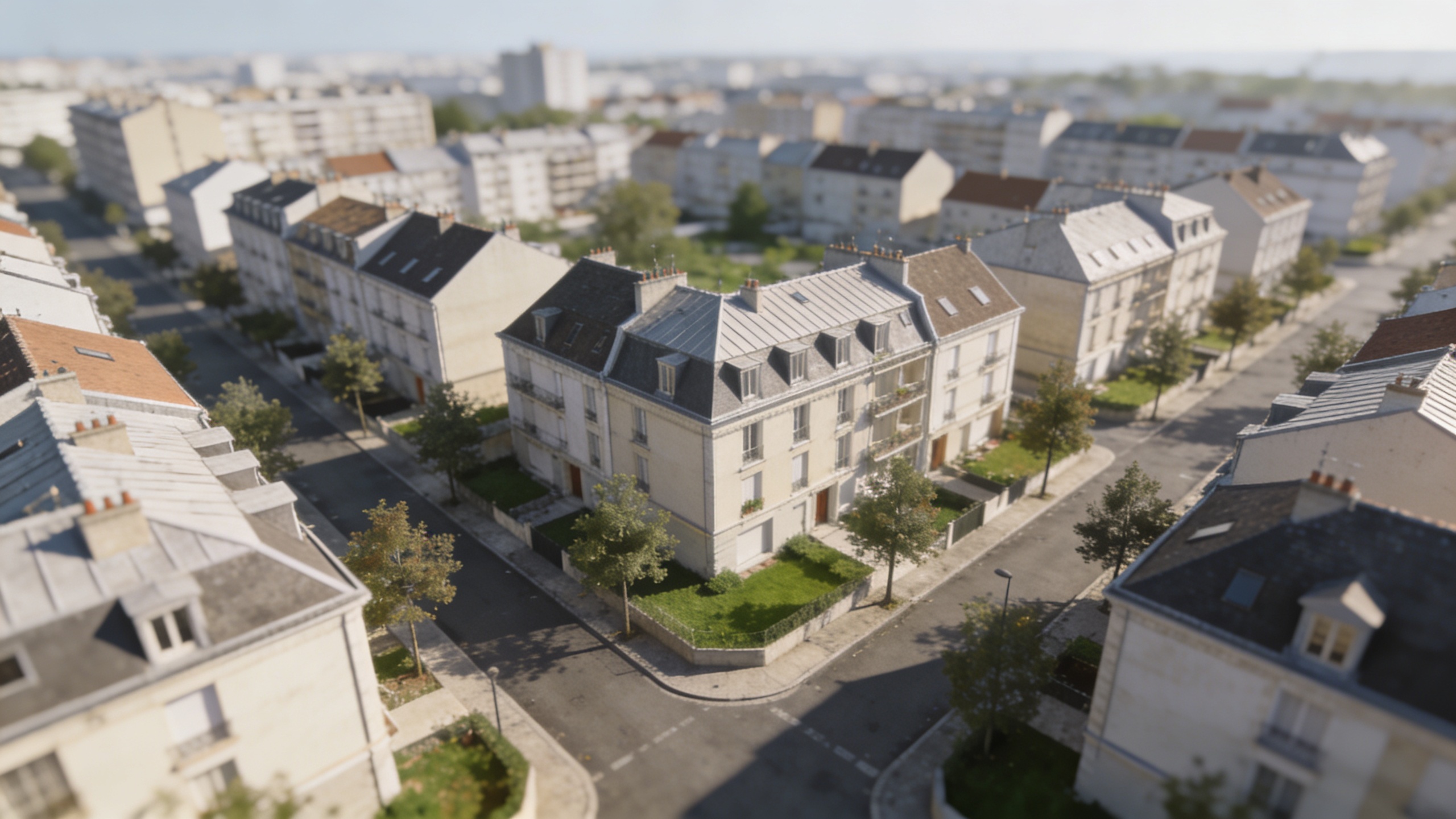 Vue aerienne de Maisons Alfort avec immeubles et rues
