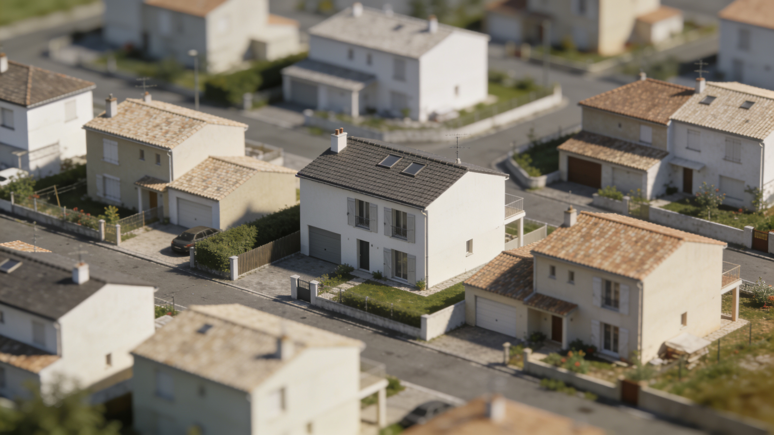 Vue aerienne de Merignac avec maisons et immeubles