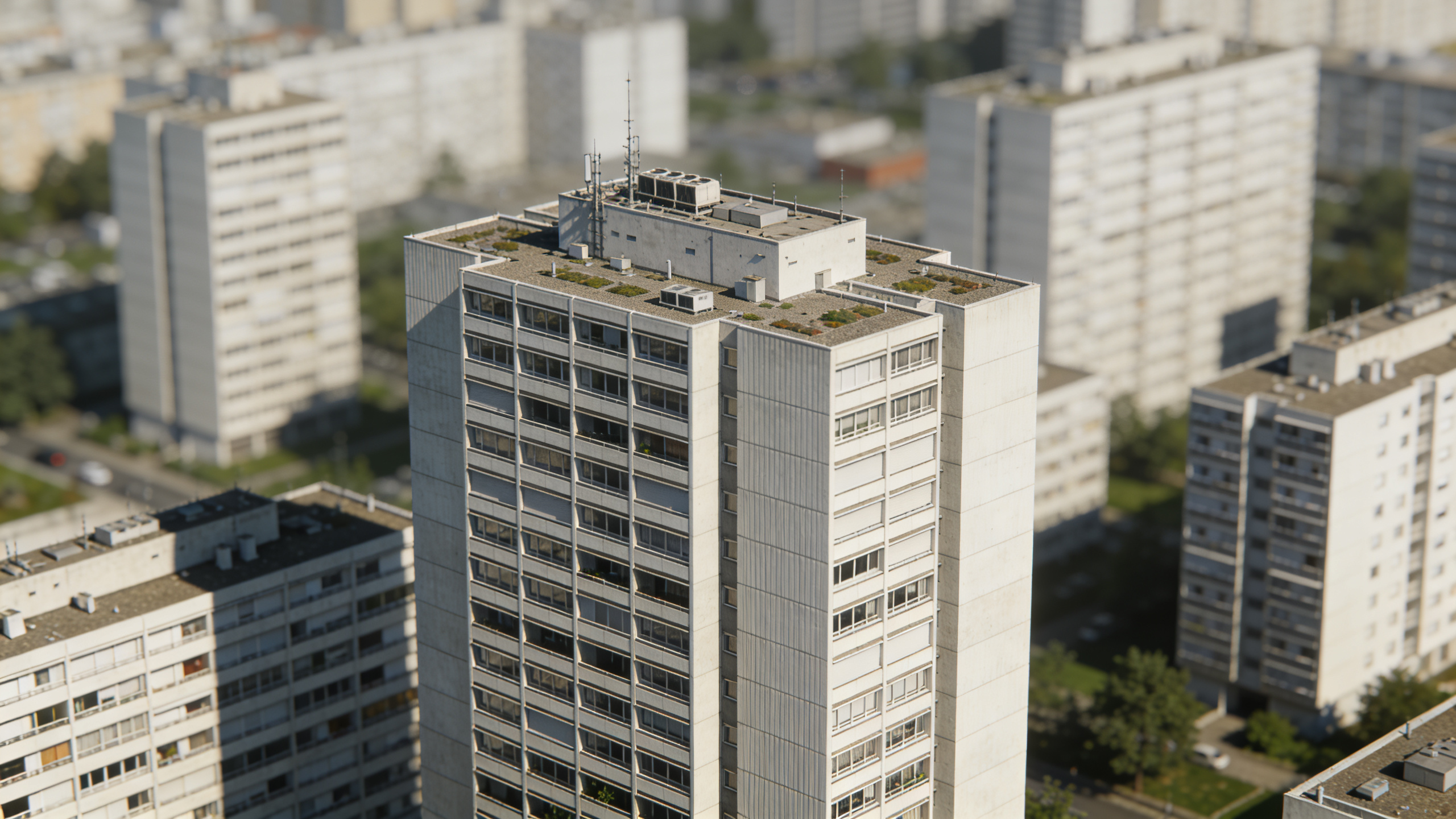 Vue aerienne de Nanterre avec grands immeubles