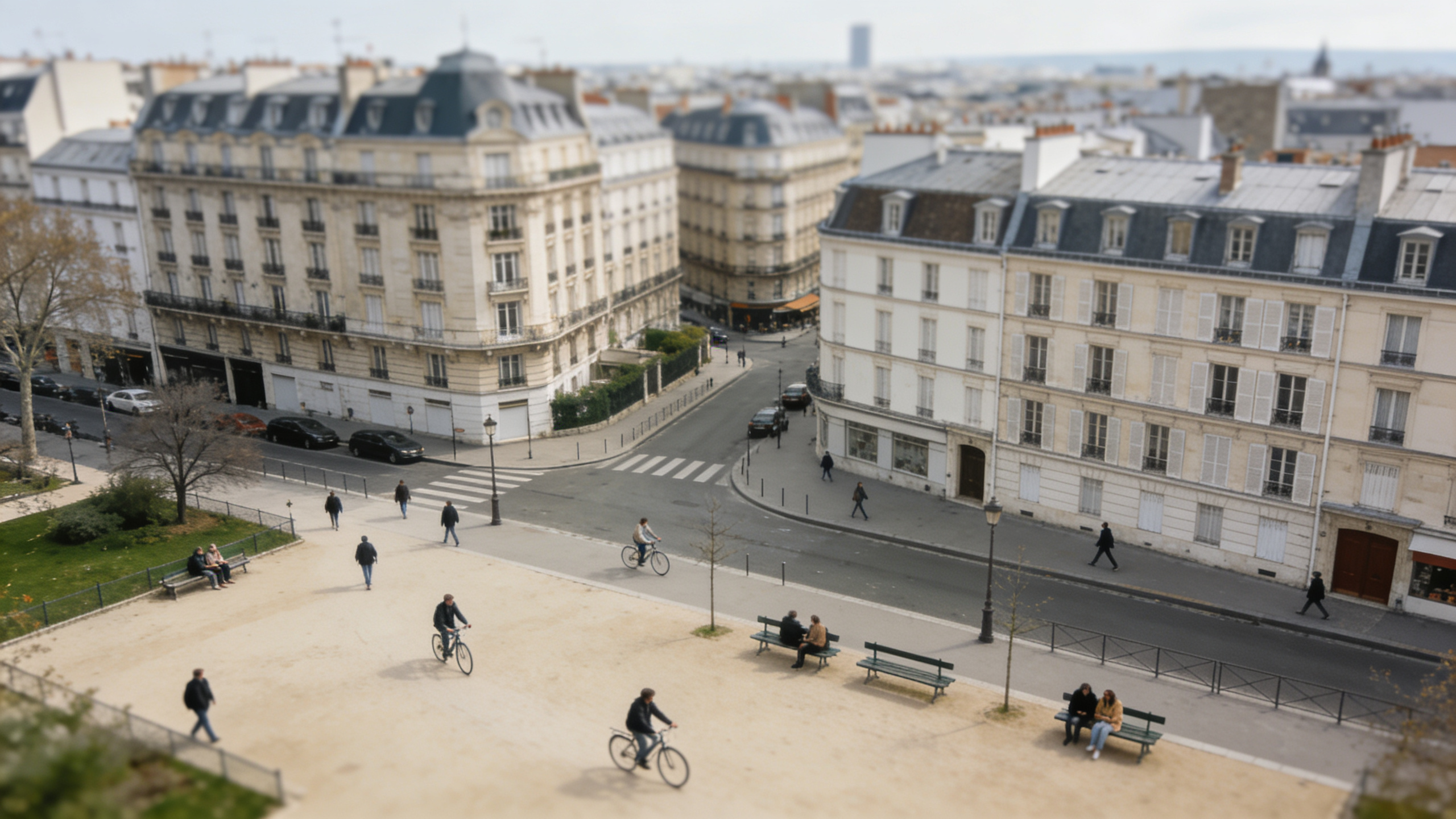 Vue aerienne de Neuilly sur Seine immeubles et habitants