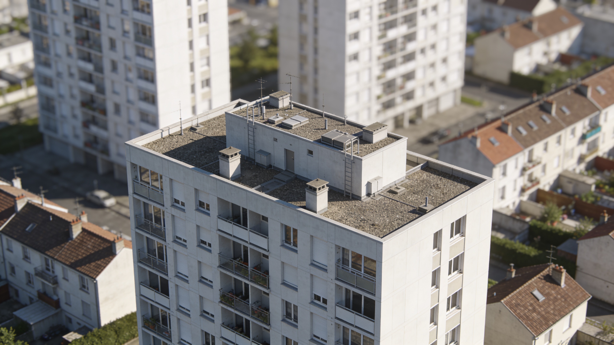 Vue aerienne de Noisy le Grand avec immeubles et maisons