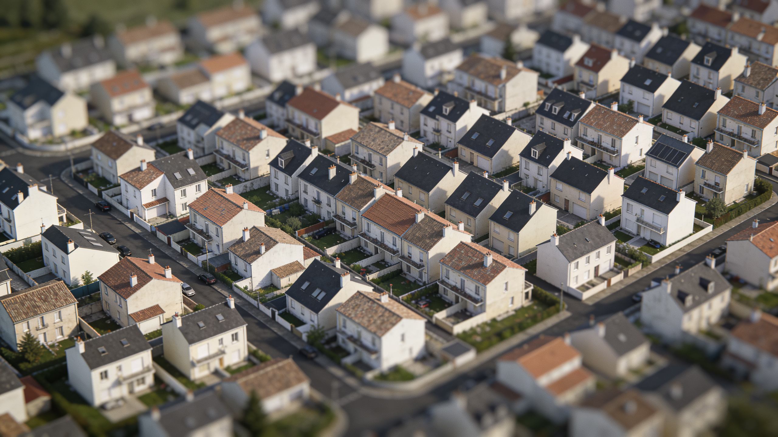 Vue aerienne de Reze avec habitations resserrees