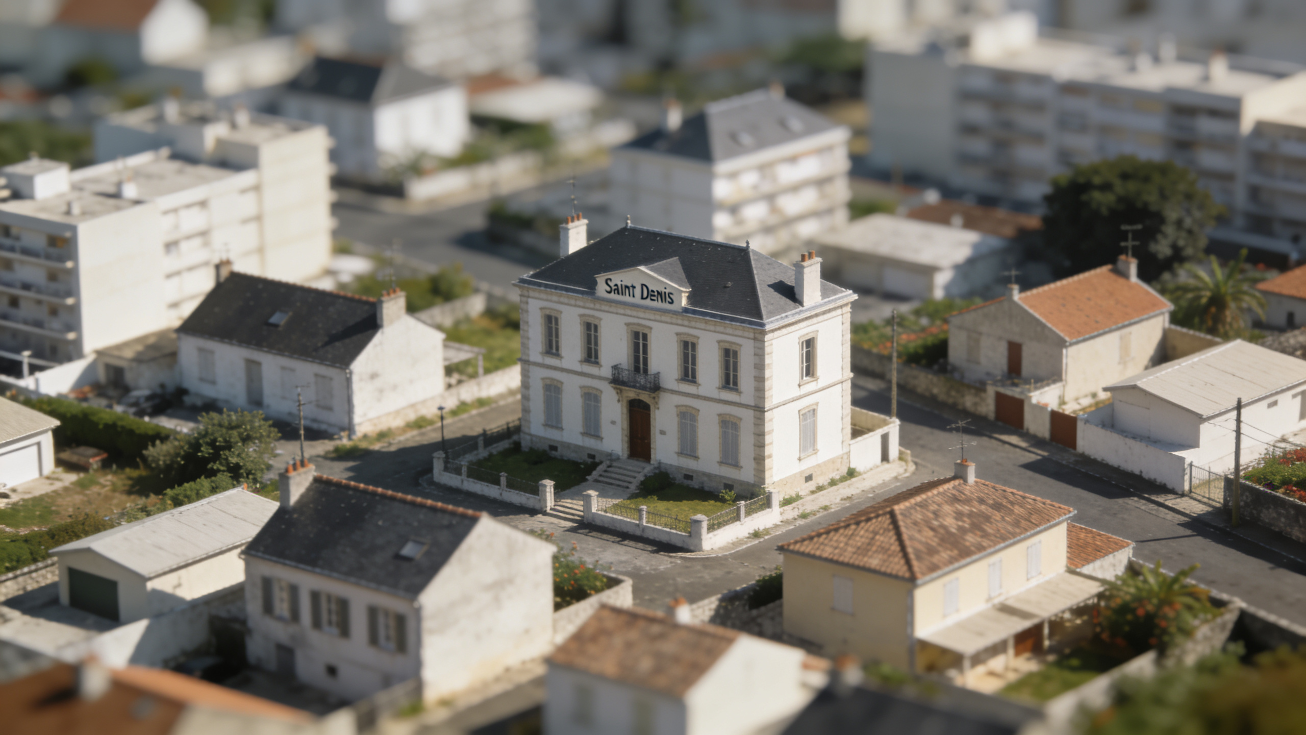 Vue aerienne de Saint Denis avec buildings et maisons