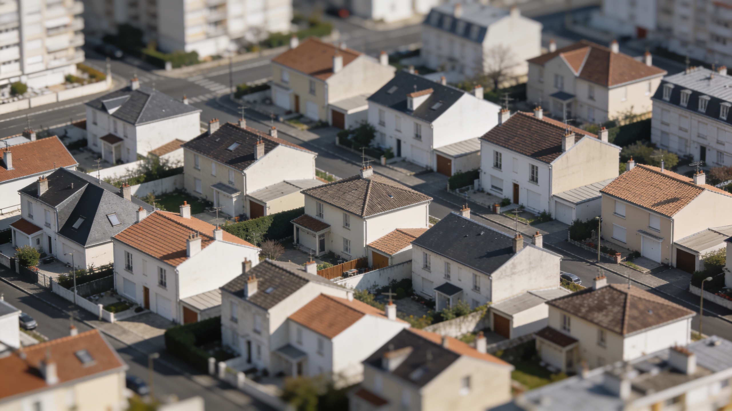 Vue aerienne de Saint Maur des Fosses avec maisons et rues