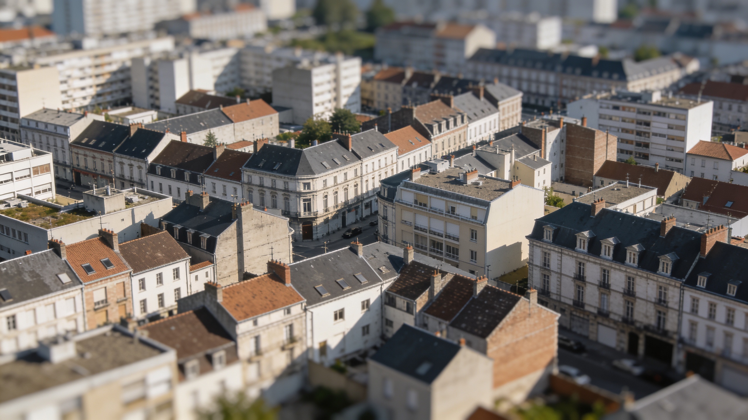 Vue aerienne de Tourcoing avec nombreux immeubles