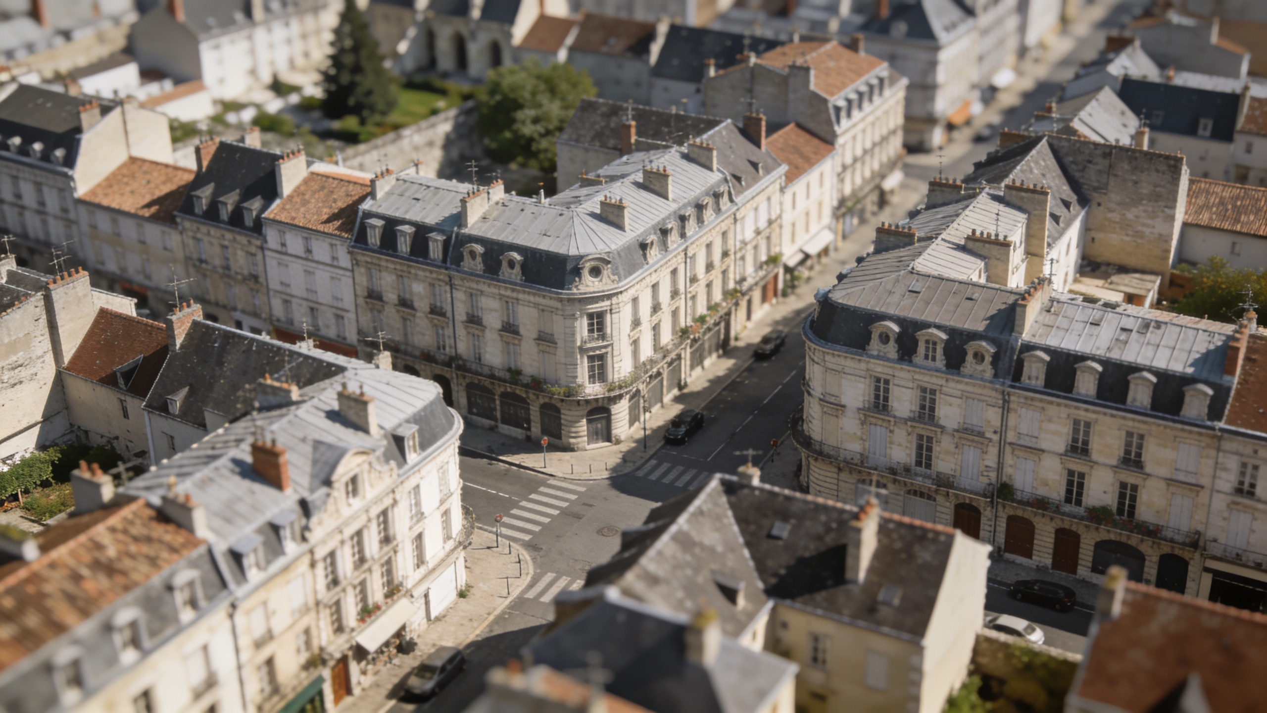Vue aerienne de Tours avec rues et immeubles