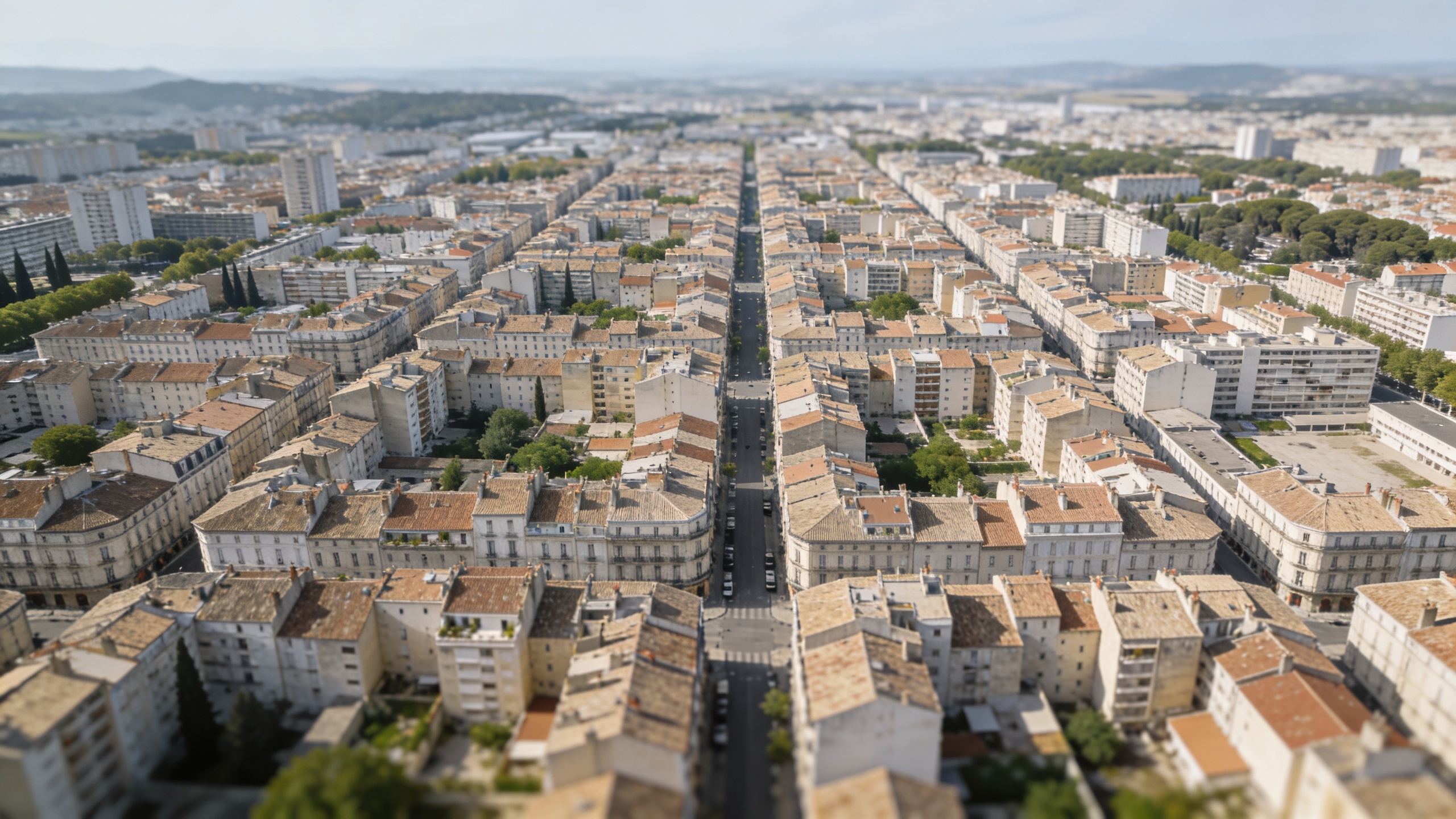vue aerienne de Valence avec quartiers denses