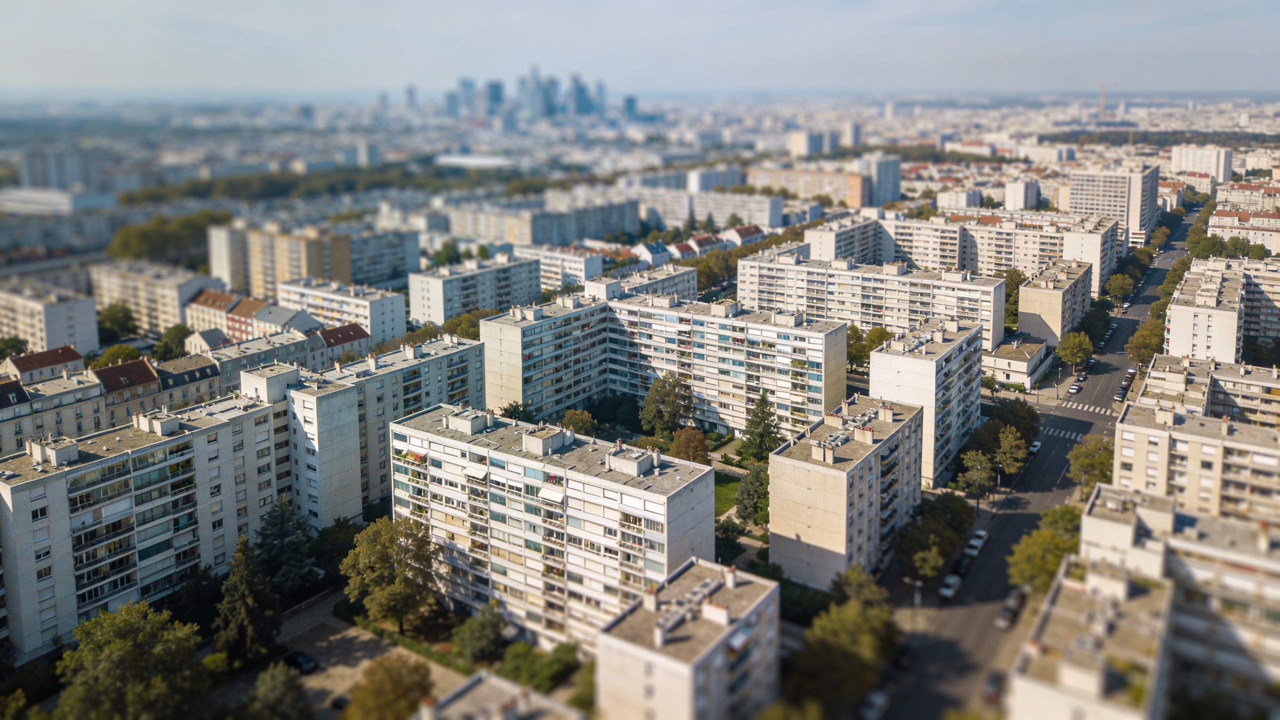 Vue aerienne de Villejuif avec immeubles denses