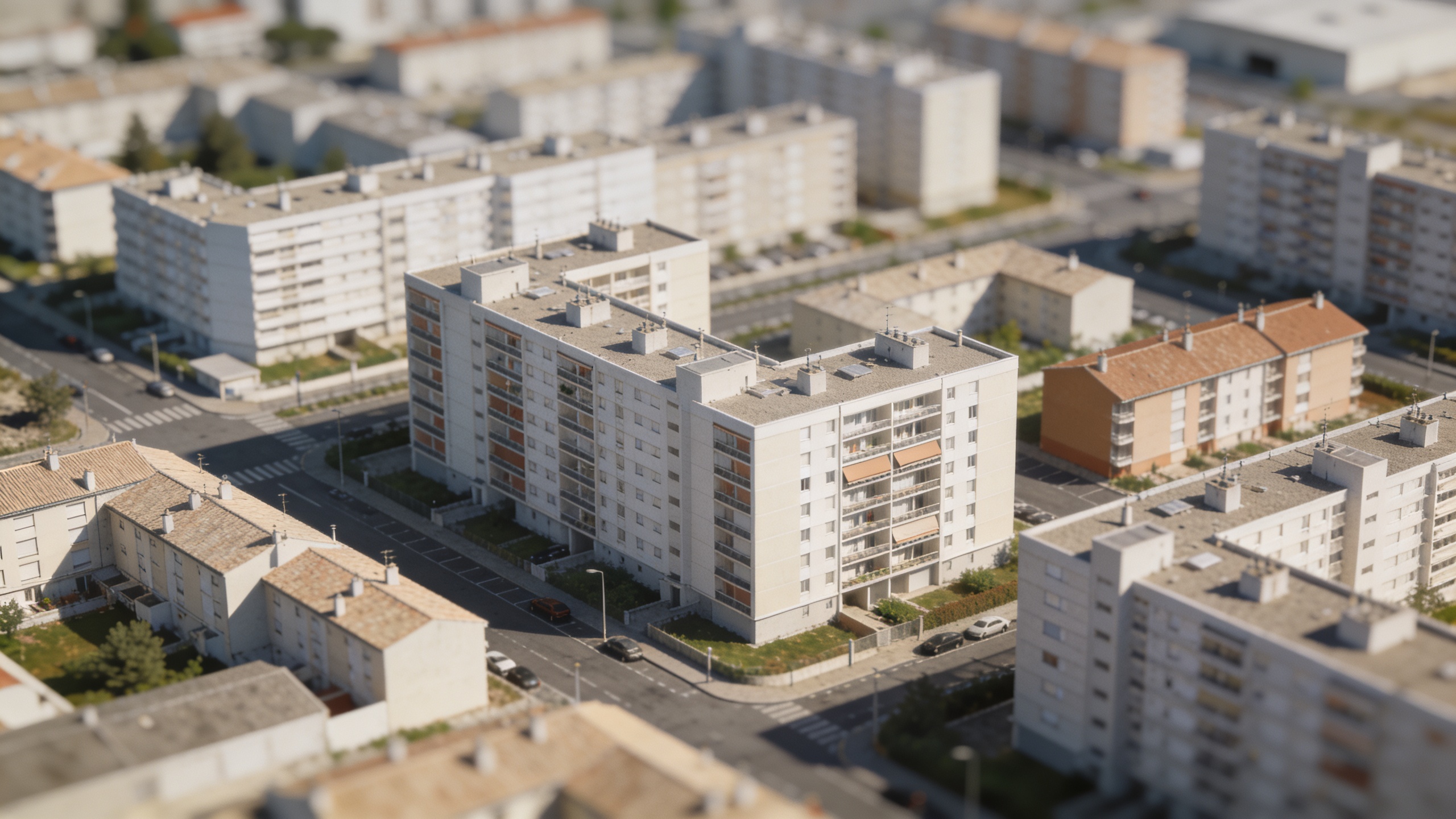 Vue aerienne de Vitrolles avec immeubles et rues