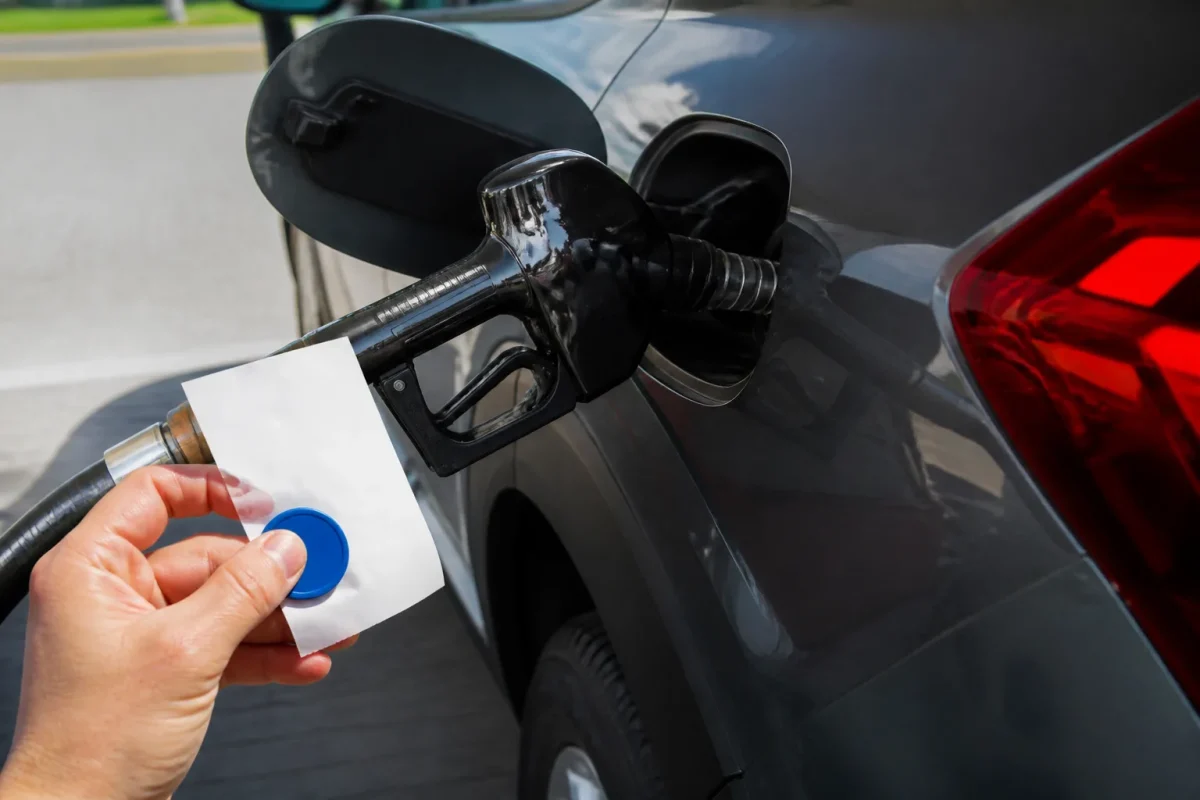 Pompe carburant avec reçu et badge parking gratuit