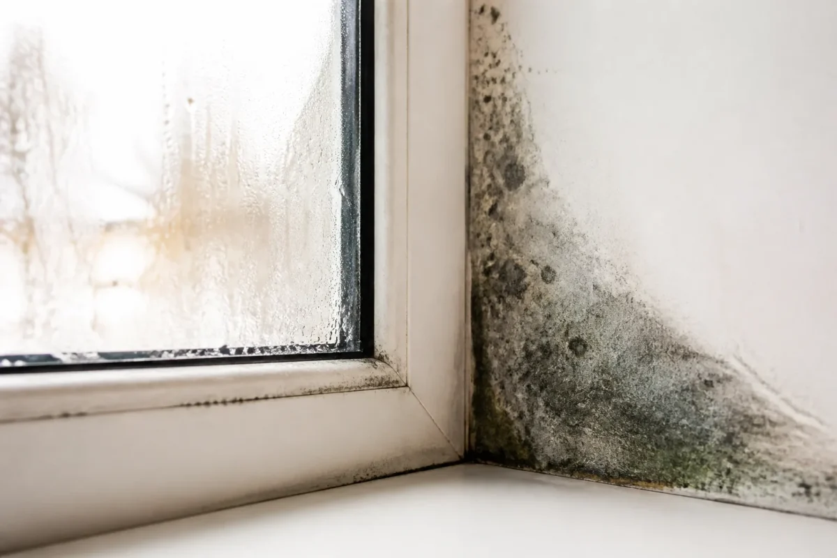 Fenetre condensation moisissures coin mur humide