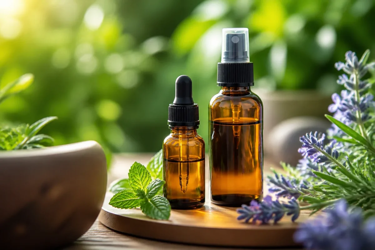 Flacon huile essentielle avec spray eau