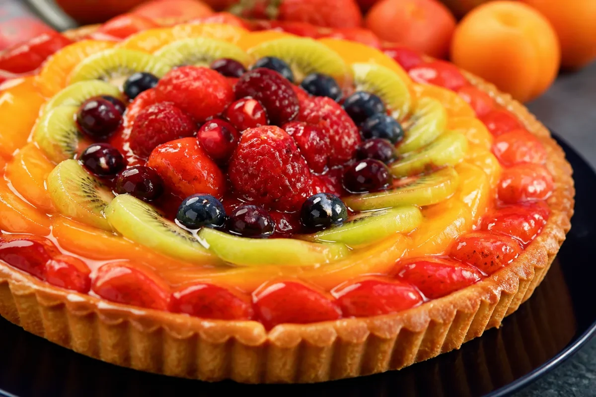 Fruits humides sur pate doree et croustillante