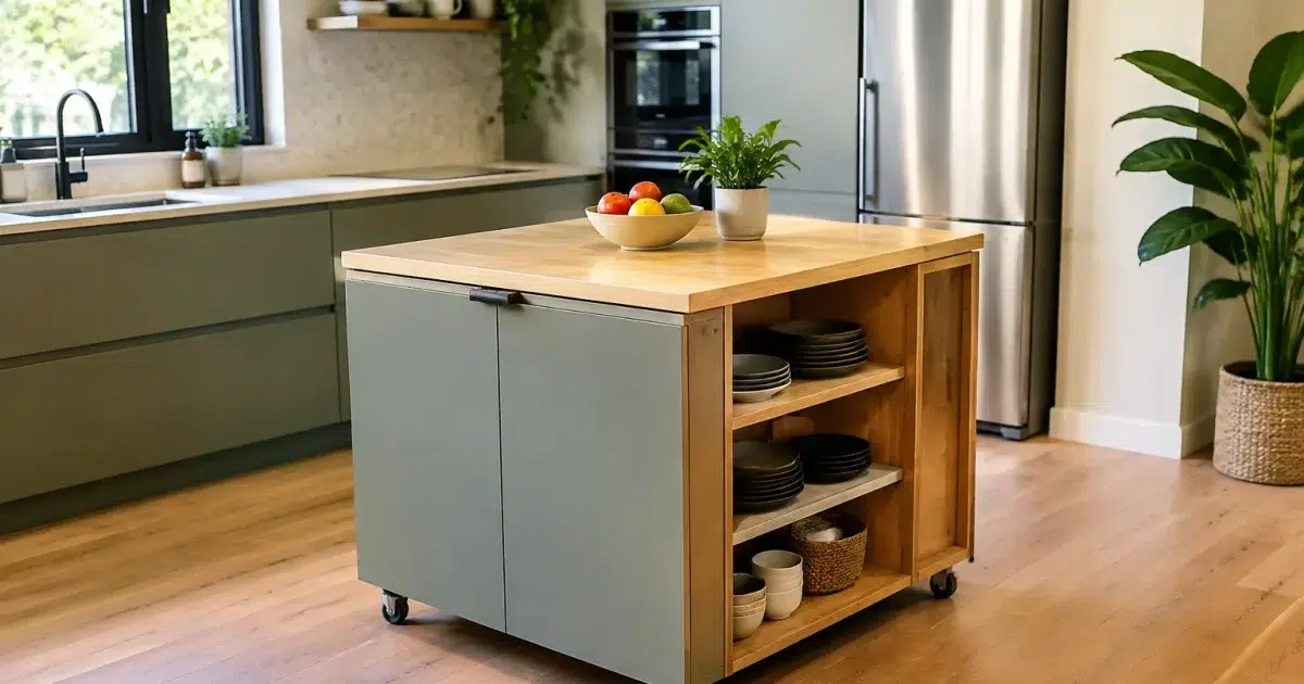 Meuble compact pose au sol remplacant ilot cuisine central