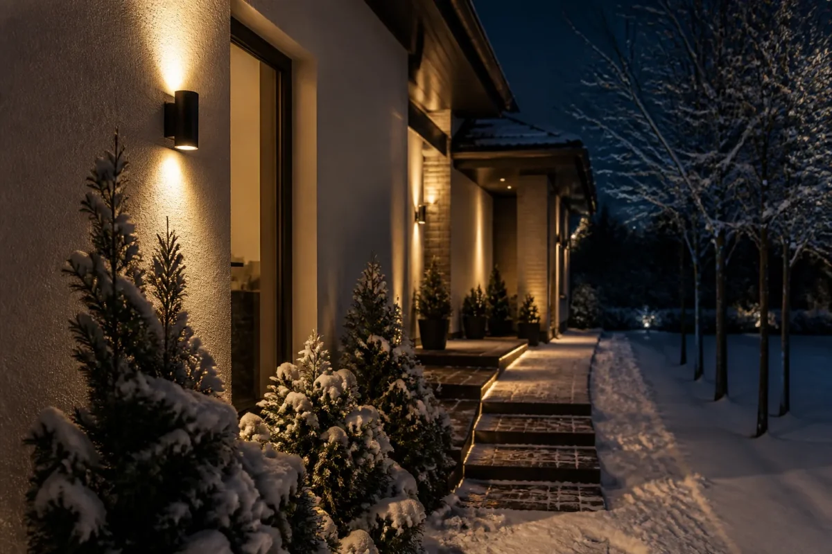 Numero visible sur facade maison nuit hiver