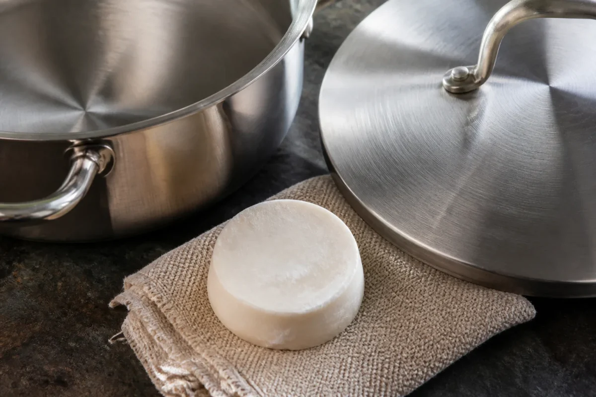 Pate blanche nettoyant casserole et surface inox brillante