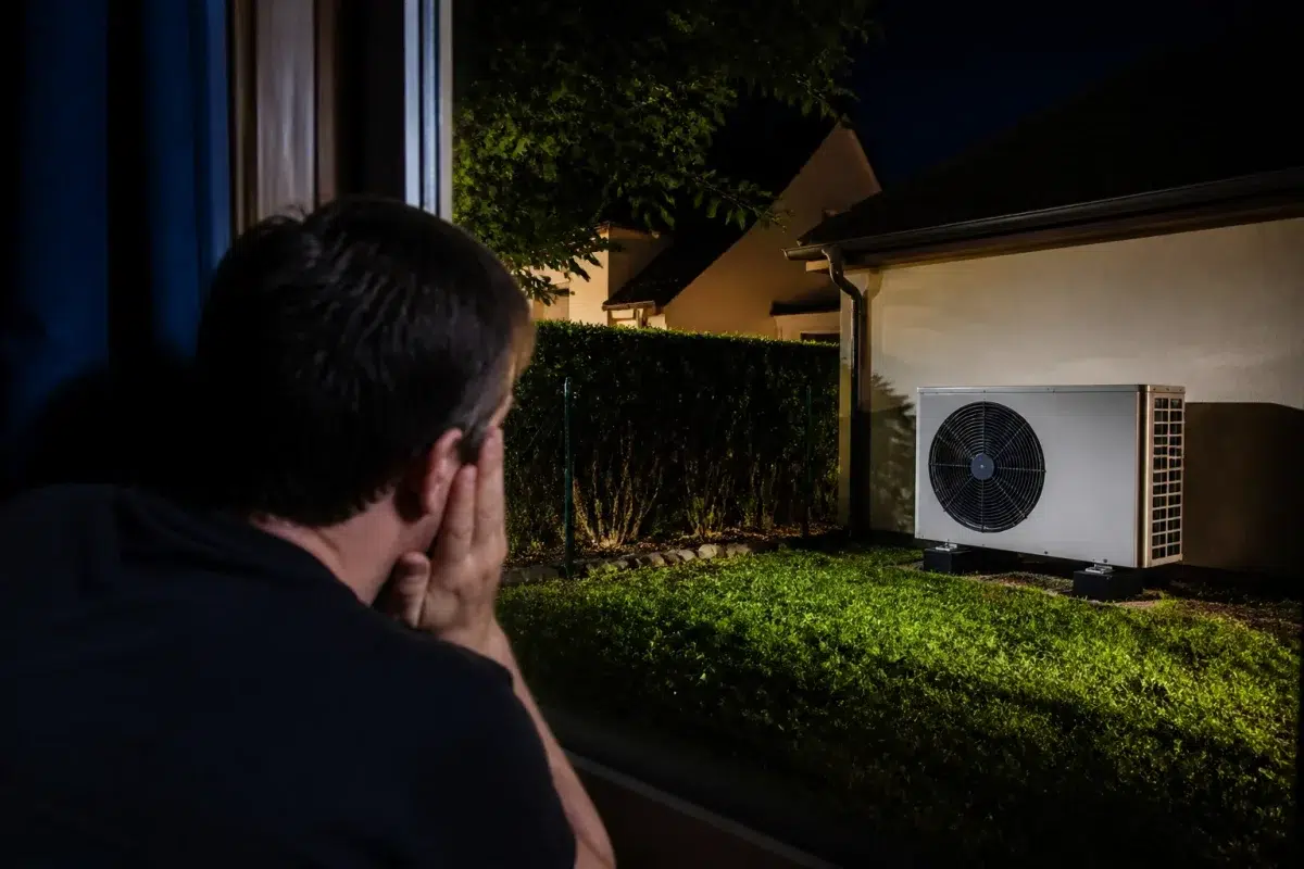 Pompe chaleur bruyante la nuit devant maison voisin