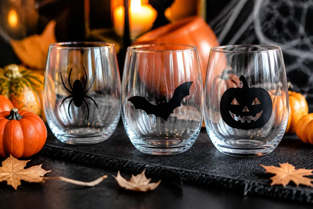 Verres gobelets stickers araignee chauve-souris citrouille